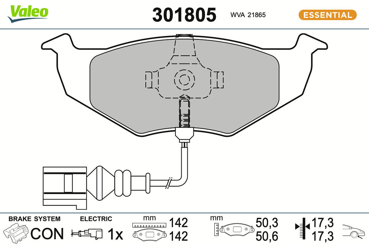Jeu de 4 plaquettes de frein VALEO ref. 301805